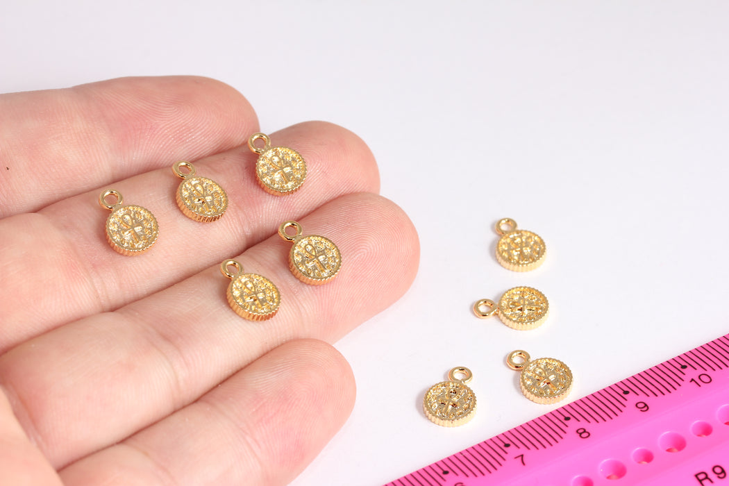 8x11mm 24 Ayar Parlak Altın Haç, Hristiyan Kolye, Haç Takı, Mini Haç, Haç Disk, Altın Kaplama Bulgular, CMR141-2
