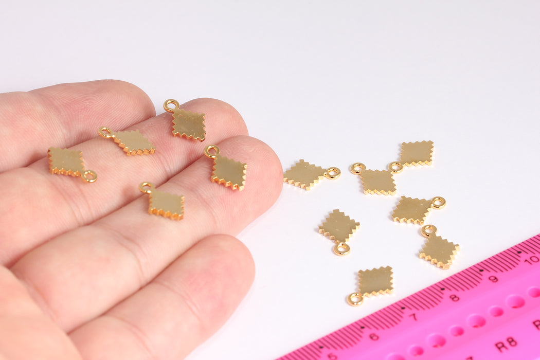 9x13mm 24k Shiny Gold Playing Card Charms, Playing Symbol Beads, Poker Card Charms, Lucky Charms, Gold Plated Findings, CMR138-2