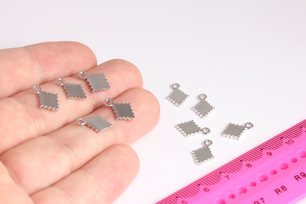 9x13 mm Rodyum Kaplamalı Oyun Kartı Takıları, Oyun Sembolü Boncukları, Poker Kartı Takıları, Şans Takıları, Rodyum Kaplamalı Bulgular, ETS27-1