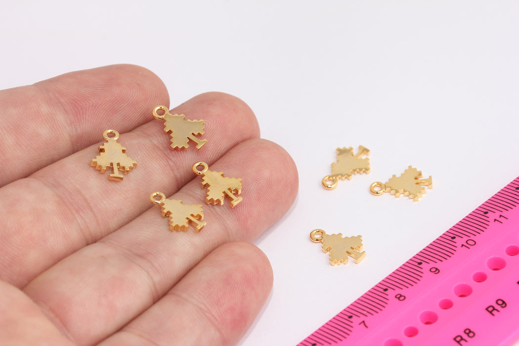 10x14mm 24k Shiny Gold Playing Card Charms, Poker Card Charms, Playing Symbol Beads, Lucky Charms, Gold Plated Findings, CR124-2