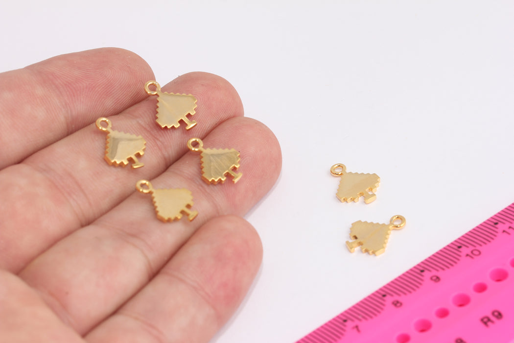10x14mm 24k Shiny Gold Playing Card Charms, Poker Card Charms, Playing Symbol Beads, Lucky Charms, Gold Plated Findings, CR192-1