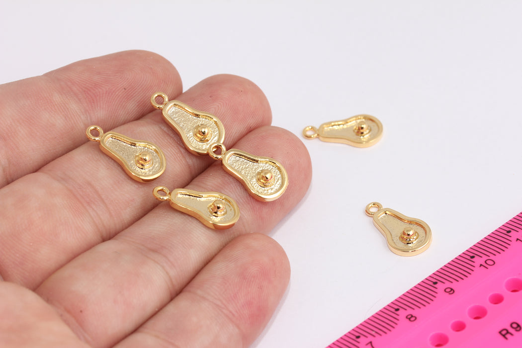 9.5x18mm 24k Shiny Gold Avocado, Fruit Charms, Avocado Charms, Gold Charms, Avocado Pendant, Bracelet Fruit Beads, CR122-1