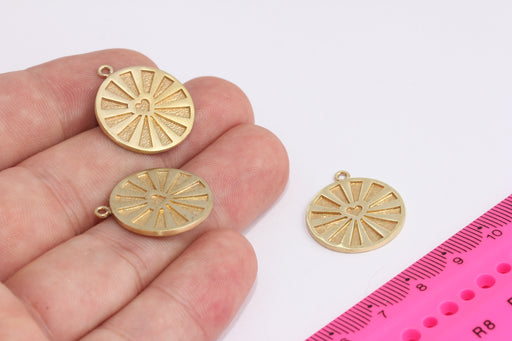 Brass Sun Heart Medallion