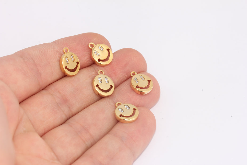 10x12mm 24k Shiny Gold Plated Smile ,10x12 Smile , FRB93