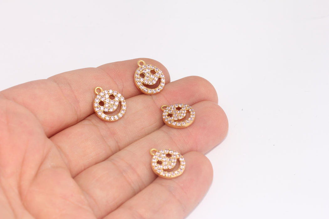 14x12 24k Shiny Gold Plated Smile , Smile Charms, Pink FRB29