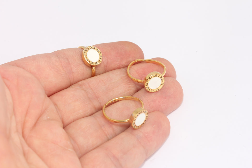 17mm 24k Shiny Gold Rings, Circle Rings, White Rings, FRB70