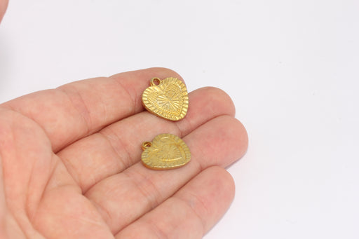 Brass Heart Charms