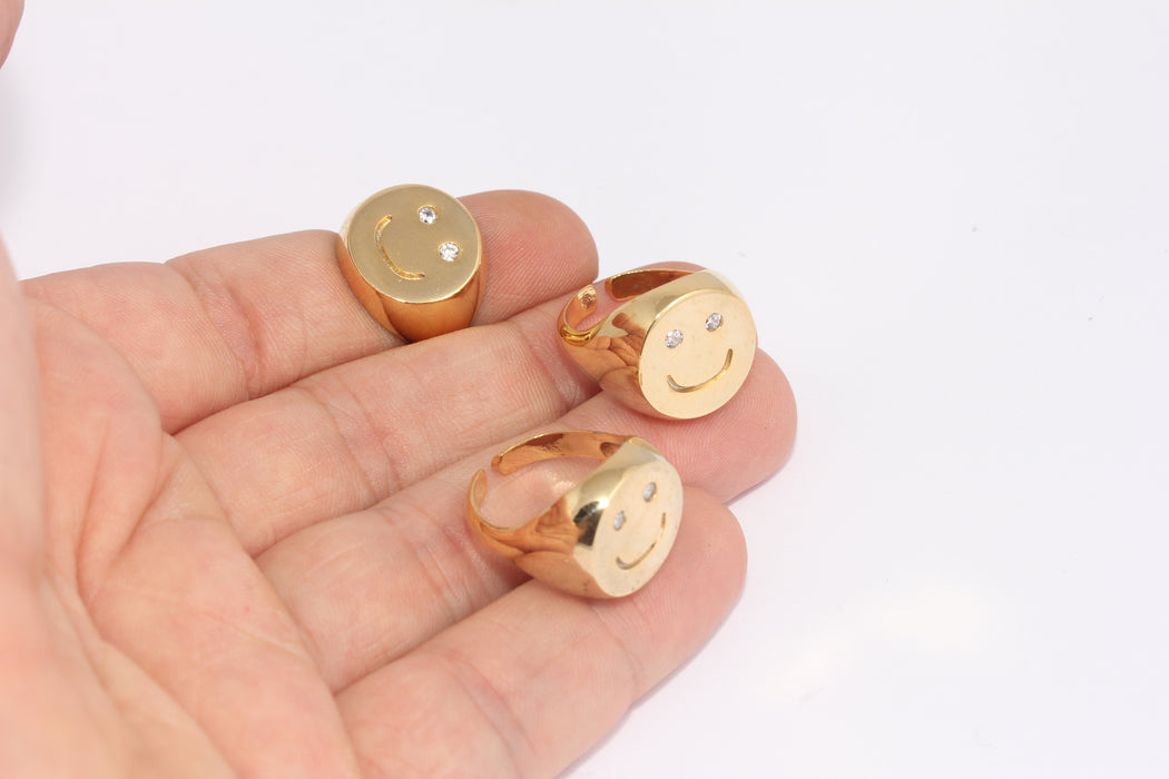 17-18mm 24k Shiny Gold Micro Pave Rings, FBR13