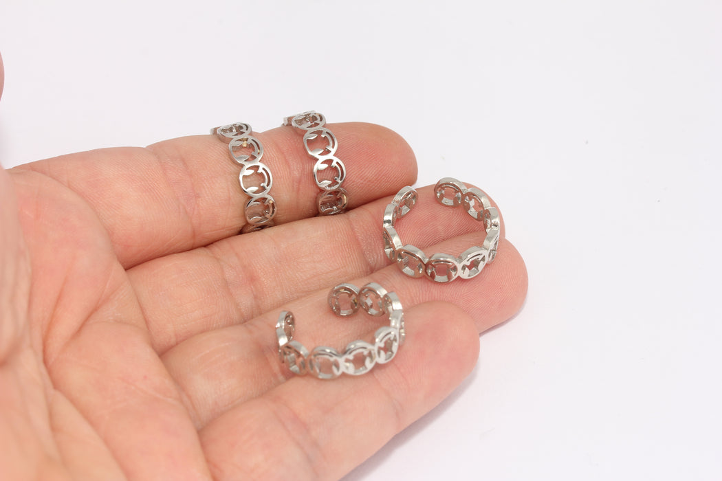 Anello placcato rodio 24k Smile da 16-18 mm, larghezza: 6 mm, FRB116