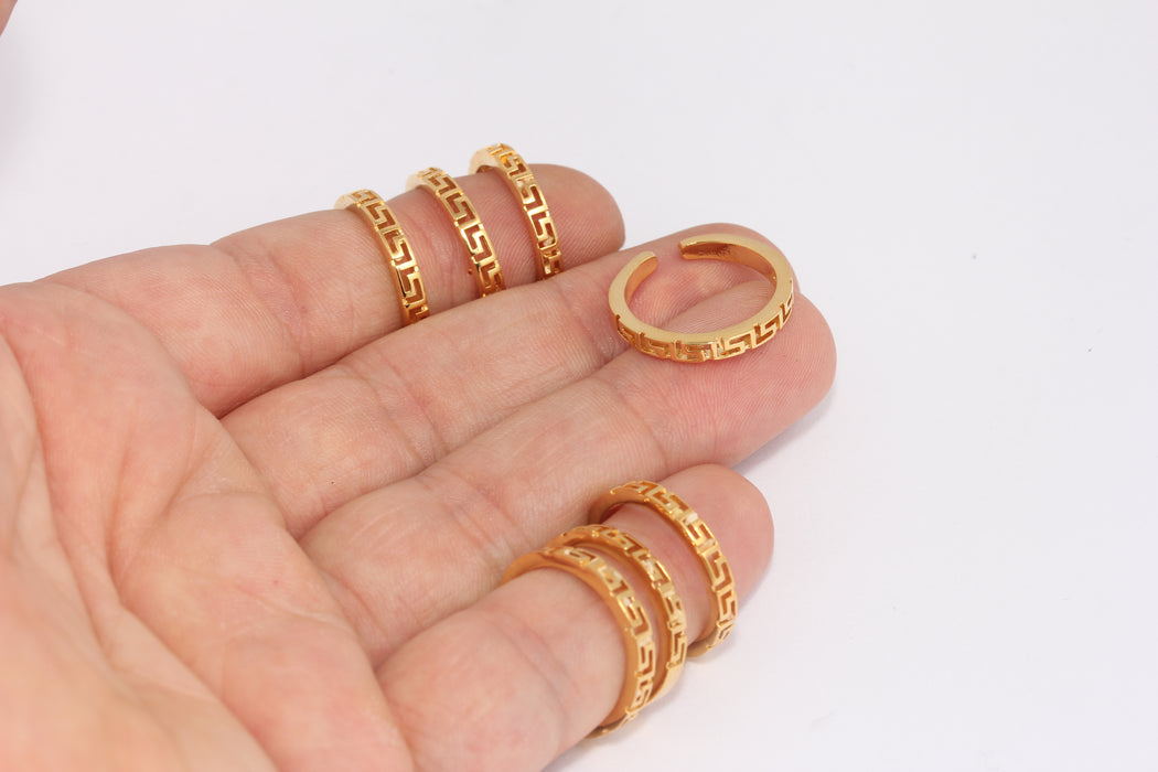 17mm 24k Shiny Gold Rings, Adjustable Ring Settings,Gold FRB28