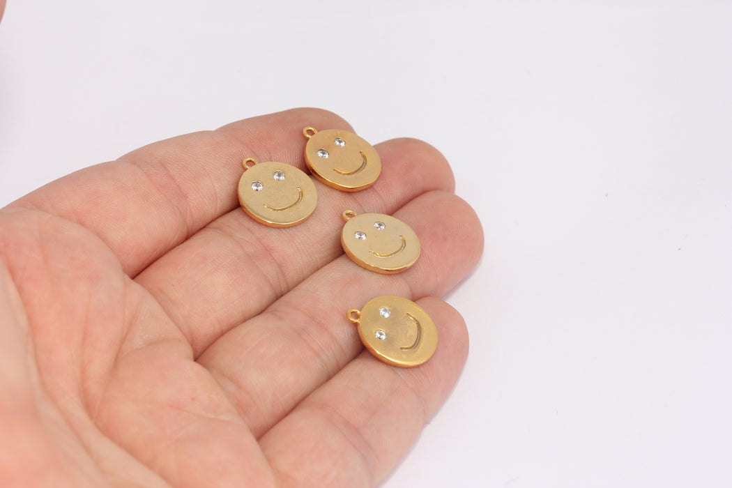 14x17mm 24 ayar Parlak Altın, Gülümseme Takıları, Mikro Döşeme, Altın FRB120