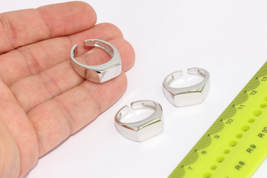 17-18mm Rhodium Plated , plated Ring, Square ring, Brass XP432