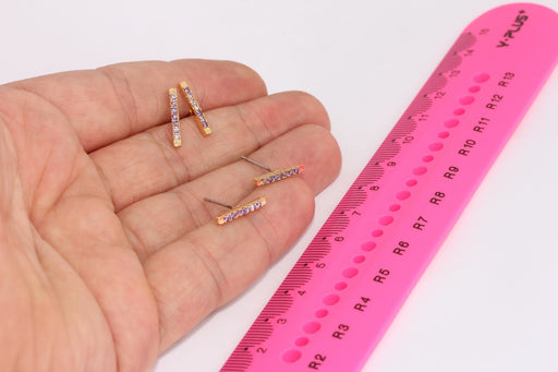 Bar Earrings, Purple Micro Pave