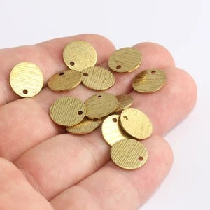 12mm Raw Brass Coins, Textured Coin Charms, Round Disc XP68