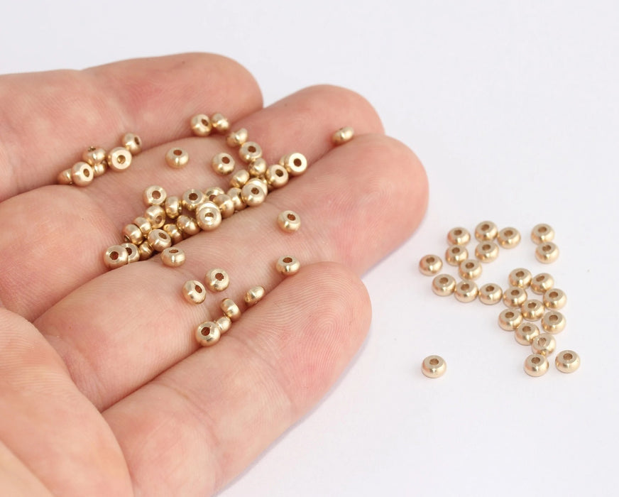 2x4mm Ham Pirinç Boncuklar, Pirinç Ara Parçalar, Yuvarlak Boncuklar, Pirinç XP124