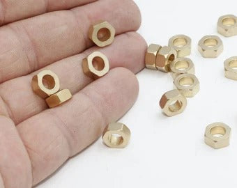 Brass Hexagon Beads