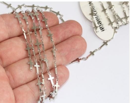 5x13mm Rhodium Plated Cross Chains, Cross Jewelry, Cross , CHK600