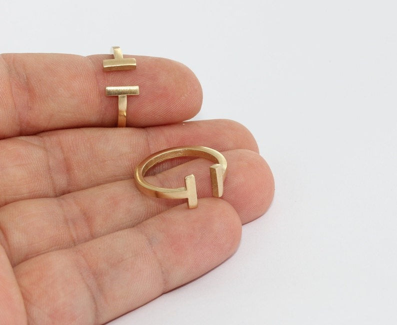 17mm Raw Brass T Ring, T Bar Open Rings, Minimalist Rings FRB142