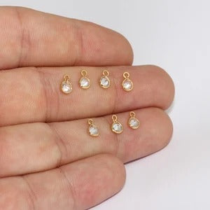 5x7mm 24k Shiny Gold Cubic Zirconia Charms, Crystal  MLS308