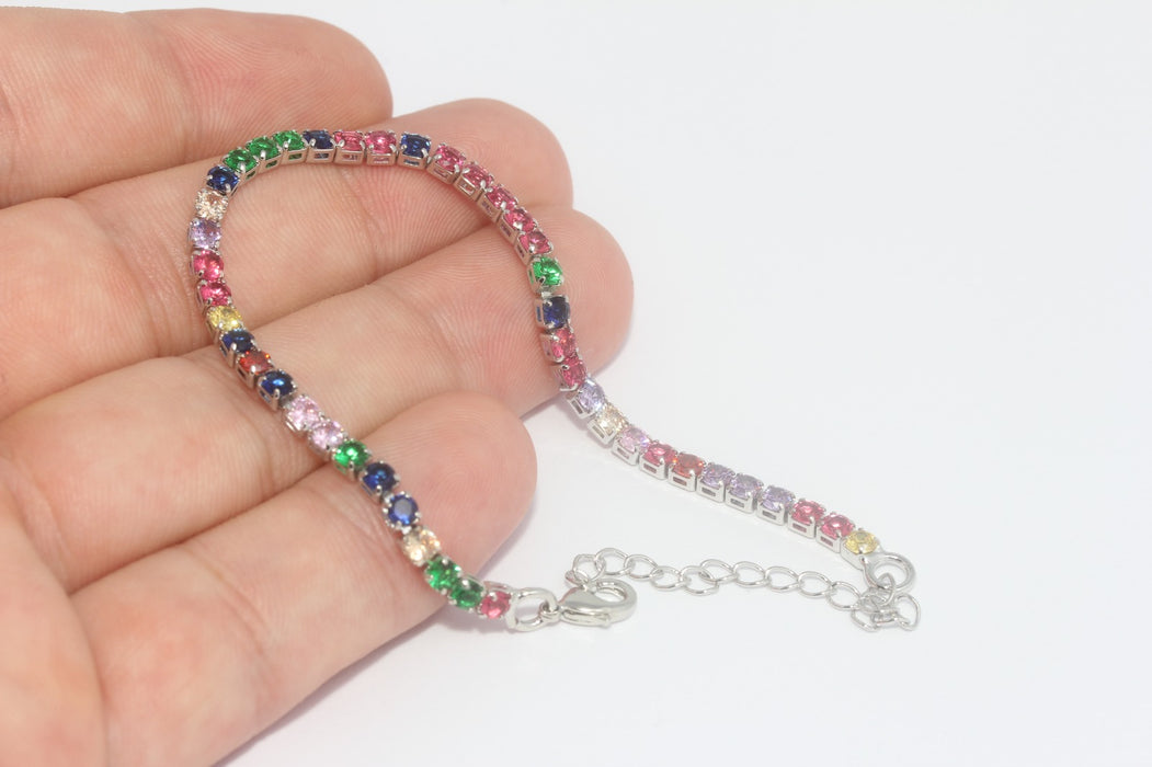 Rhodium Plated Tennis Bracelet