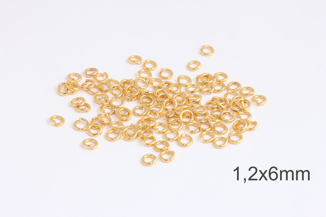 17 Ga 6mm 24k Shiny Gold Jump Rings, Gold Connector, DOM7