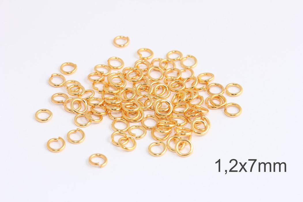 17 Ga 7mm 24k Shiny Gold Jump Rings, Gold Connector, DOM8