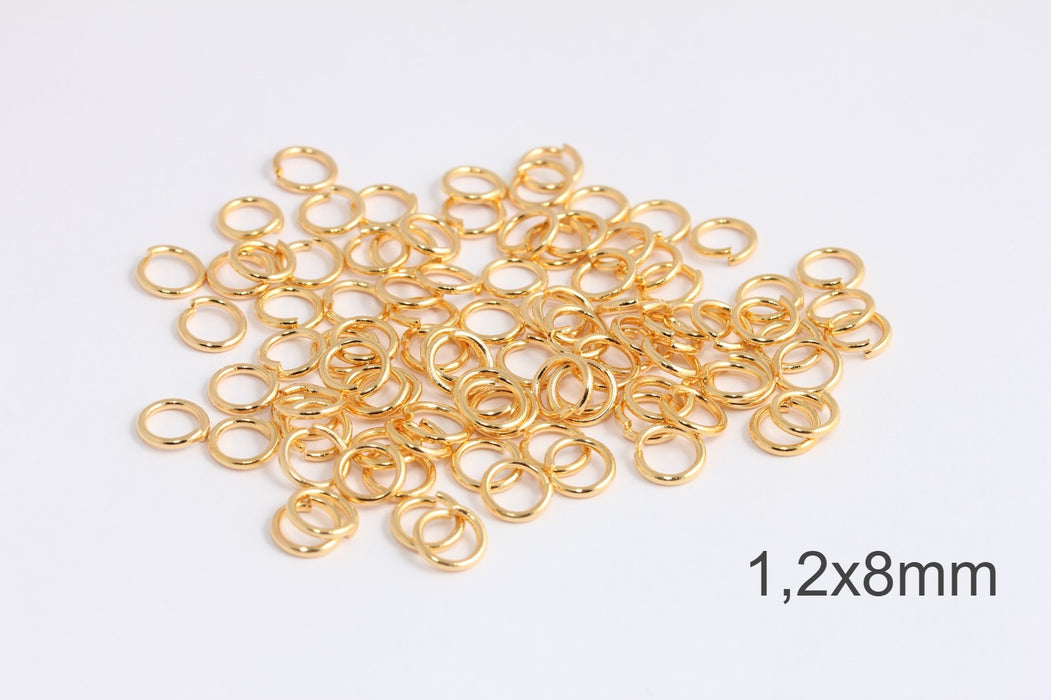 17 Ga 8mm Gold Jump Rings, Tiny Jump Ring Connector,  DOM9