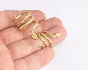 16-17mm Raw Brass Snake Rings, Wrap Around Rings, CHK660
