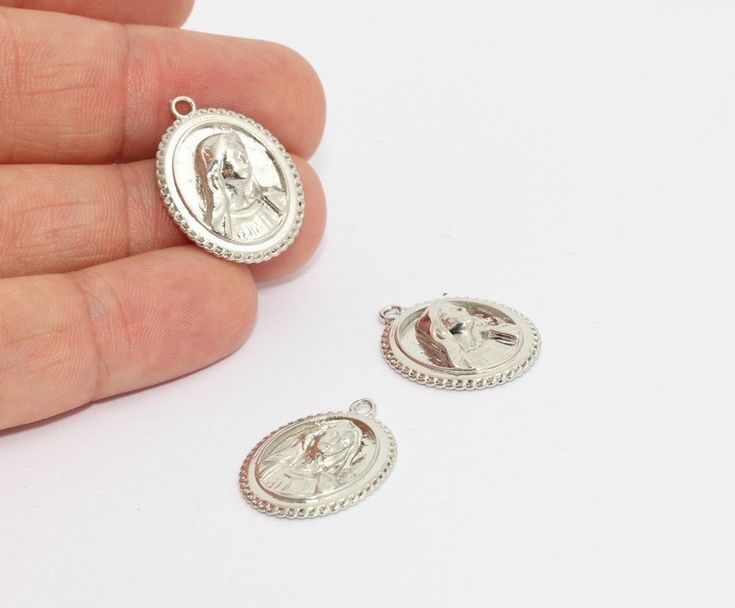 19x21mm Gümüş Kaplama Meryem Ana Kolye, Gerdanlık, MTE1188