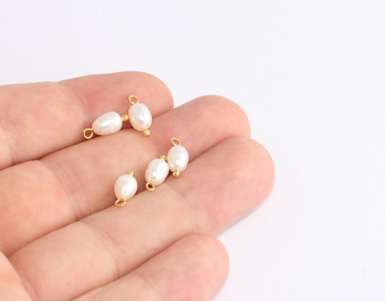 5x12mm Pearl Charms, Natural White Freeform Pearls, Fresh SLM835