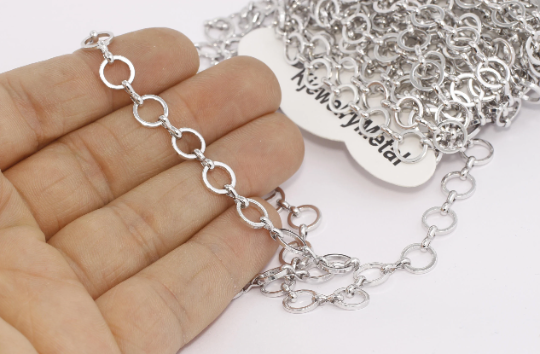 8mm Rhodium Plated Bar Chain, Link Chain, Silver Soldered BXB137-1