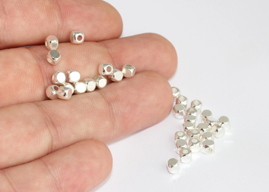 4mm Silver Color Cube Beads, Spacer Beads, Cube Spacer MLS781