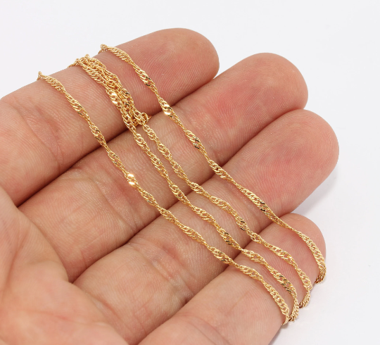 1,6mm 24k Shiny Gold Cable Chains, Soldered , Snake chains           BXB244