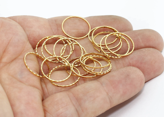 16mm 24k Shiny Gold Closed Ring, Connectors, Circle Rings,   MTE82