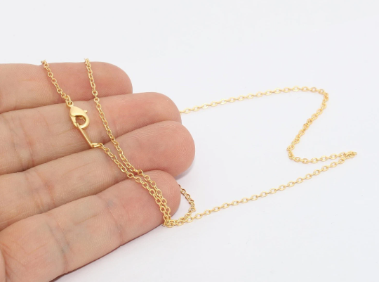 18" 24k Matt Gold Necklace, Gold Tiny Chain, Finished Chain CHK326