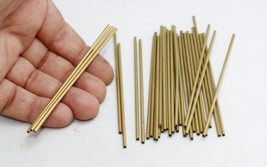 2x100mm Raw Brass Tube Beads, Tubes, Round Tube , TBR49