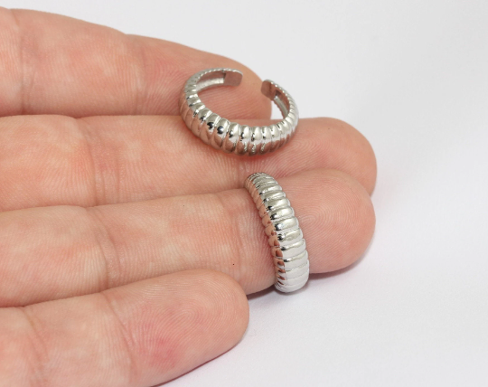 18mm Rhodium Plated Shell Rings, Adjustable Ring Settings, MLS572