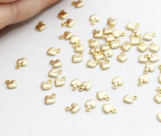 5,6x7,5mm 24 ayar Mat Altın Kalp Charms, Kalp, Altın Kolye BRT460