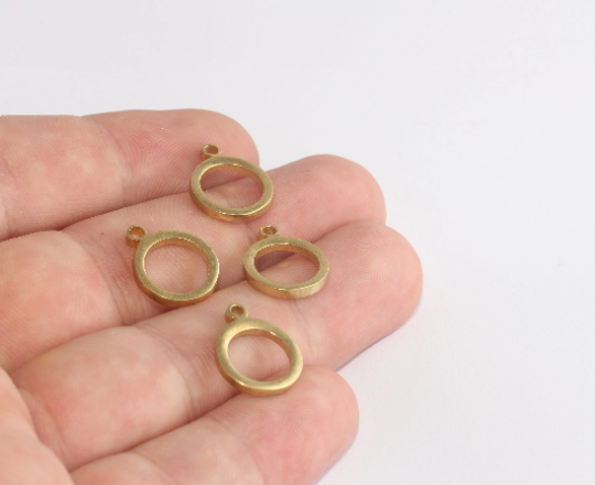13x16mm Ham Pirinç Yuvarlak Kolye, Dairesel Tılsımlar, Kolye XP337