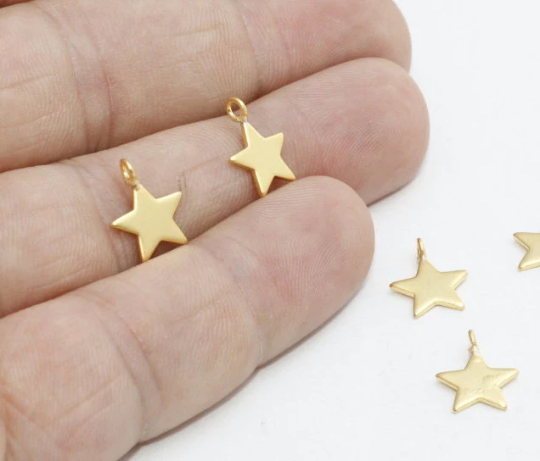 9x12mm 24k Matt Gold Star Charms, Star Pendant, Star, BRT309