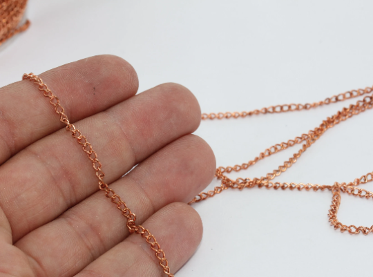 2,5mm Copper Curb Chains, Extender Chains, Copper Plated TOM-1