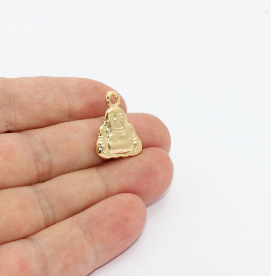 16x20mm 24k Shiny Gold Buddha Charm, Buddha , MTE1259