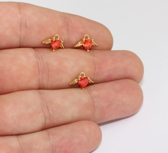 8x13mm 24k Shiny Gold Angel Charms, Micro Pave Angel , MLS253