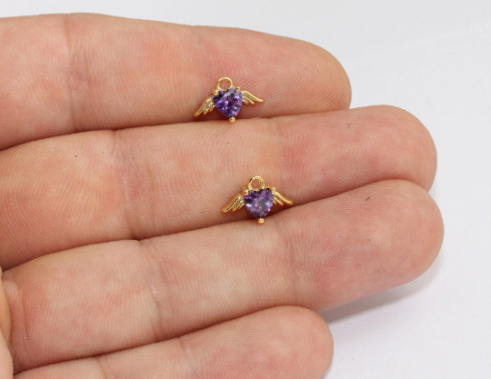 8x13mm 24k Shiny Gold Angel Charms, Micro Pave Angel MLS274