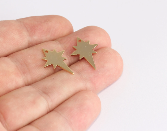 15x20mm 24k Shiny Gold North Star Charm, Pole Star North XP188