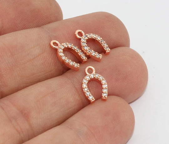 Rose Gold CZ Horseshoe Charms