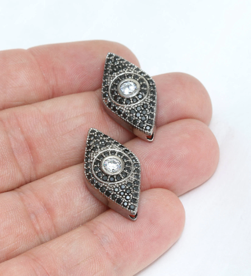 Gunmetal Plated Evil Eye Beads