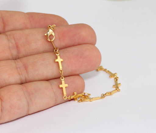 Shiny Gold Cross Anklet