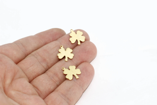13x16mm Raw Brass Clover Charms, Clover Pendant, Clover SOM284