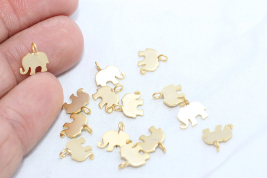 8x10mm 24K Matt Gold Elephant Charm, Tiny Elephant , BRT244